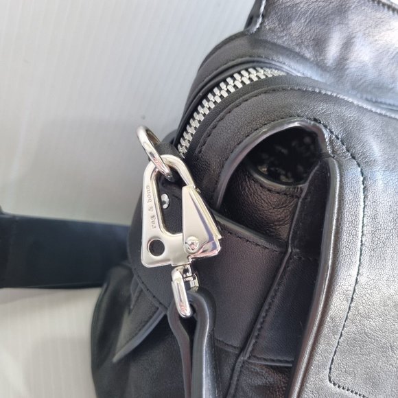 Rag & Bone Pilot Satchel Black Lamb Leather Crossbody Shoulder Bag - Picture 11 of 14